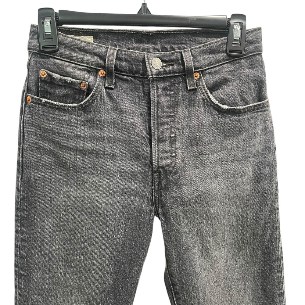 Levi’s 501 Hi-Rise Button Fly Fray Hem Jeans Gray Women’s 24 - Picture 3 of 16